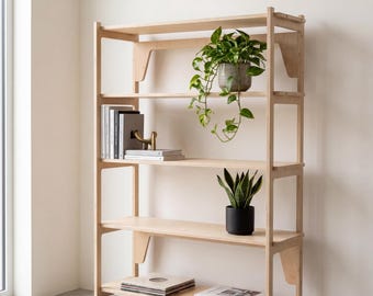 Collapsible Plywood Bookshelf Display, Portable Retail Stand for Craft Fairs, Markets, Trade Shows