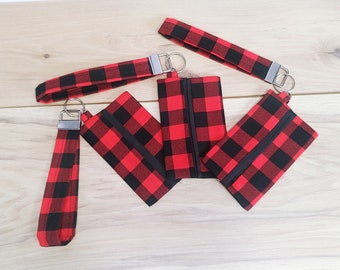 Key fob Keychain/Pocket Tissue Pouch/Wristlet -Plaid Collection