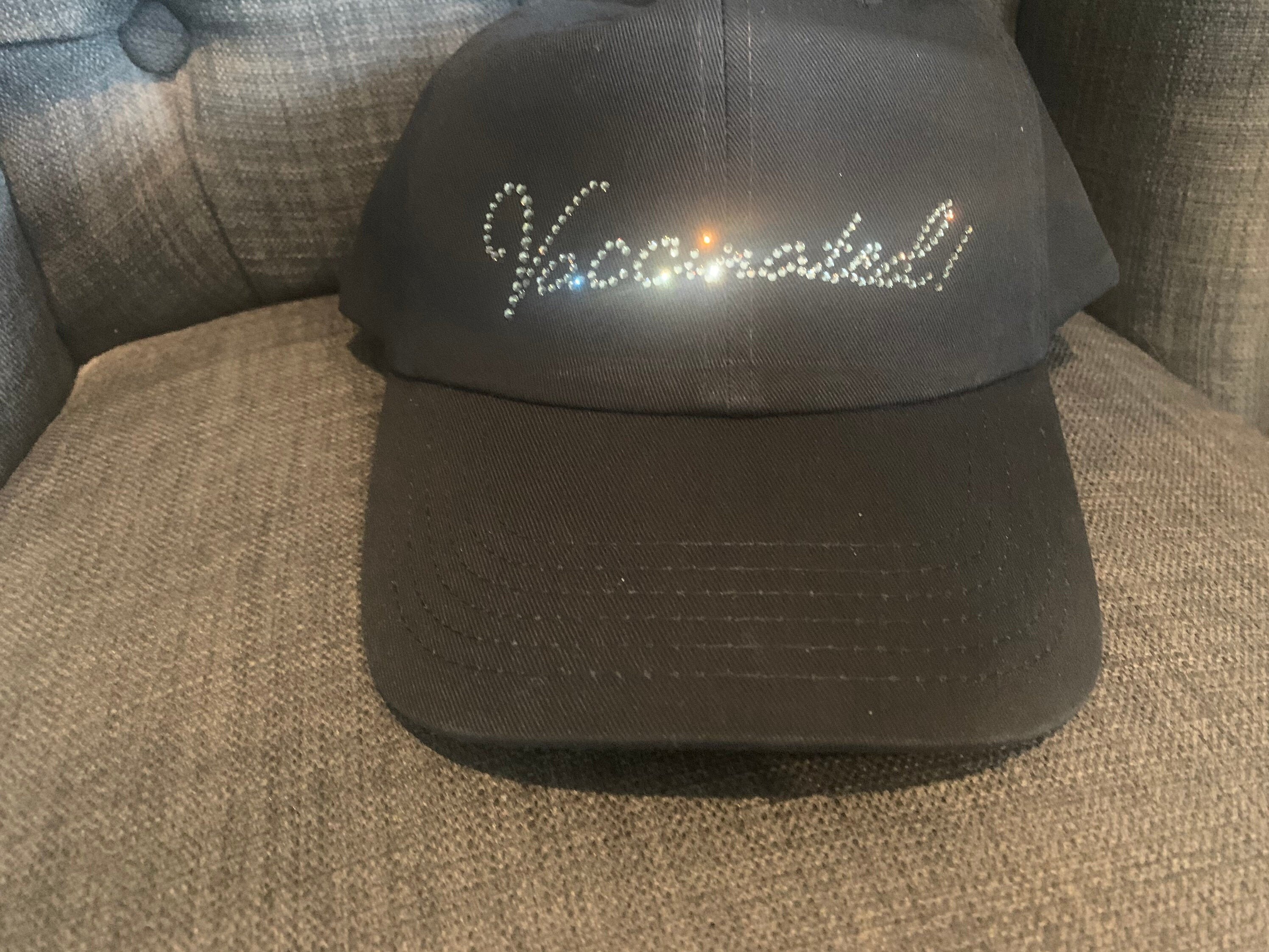 Vaccinated Custom Word Hat in Black 