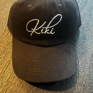 Free Shipping Custom Name or Word Hat in Sparkly Rhinestone Crystals, Womens and Youth Hat Sizes. This is our #1 selling hat -- gift idea.