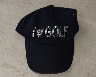 Kid Size Rhinestone I Heart Golf Hat- Low Profile Style, Only 10 Bucks