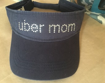 Uber Mom Visor or Hat in Rhinestones