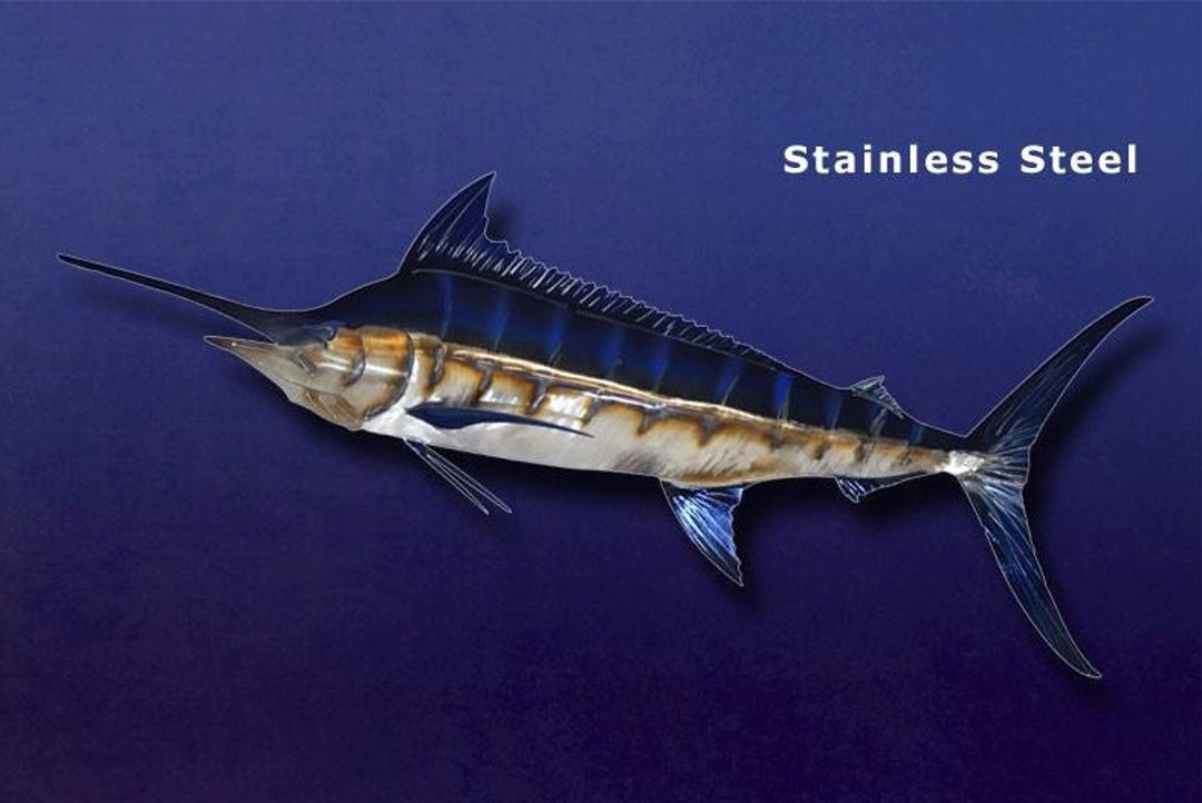 Blue Marlin Metal Art Wall Sculpture in Stainless or Carbon Steel Etsy