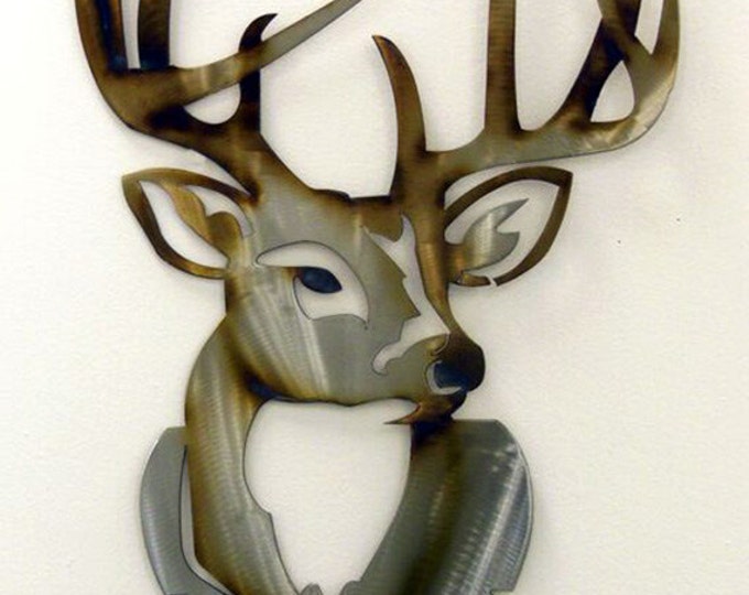 Metal Whitetail Deer in Stainless Steel