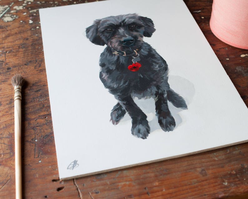 Cat for a meaningful gift hand painted from your photograph onto an A4 piece of birch plywood with acrylic paint Dog or pet portrait