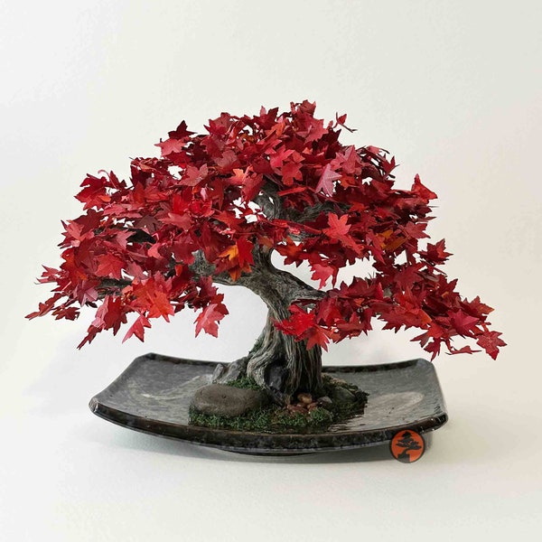 Künstlicher Bonsai-Baum, Rotahornblatt-Bonsai, Miniaturbonsai, Bonsaibaum, Bonsaibaum, künstlicher Innenbaum, Bonsai künstlich,