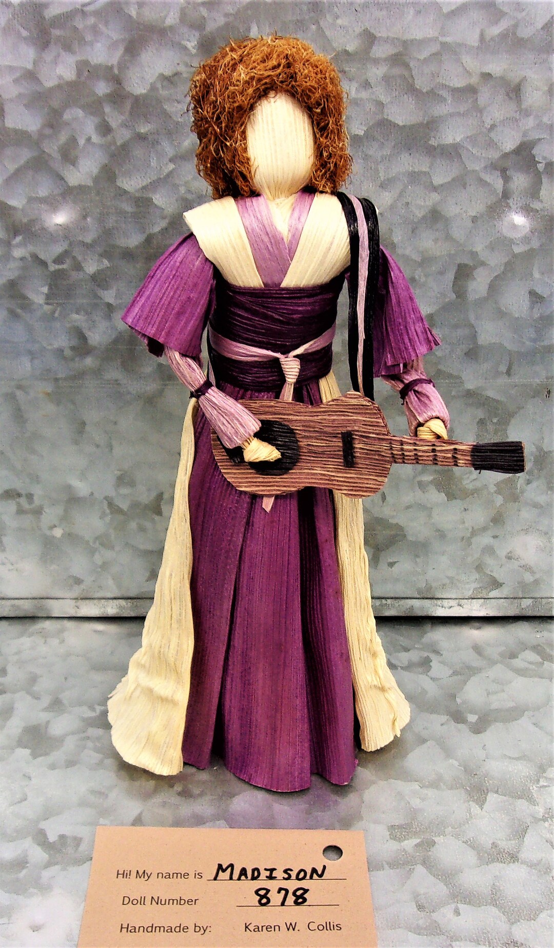 Buy Guitar Player Madison Corn Shuck Doll Corn Husk Creation Purple ...