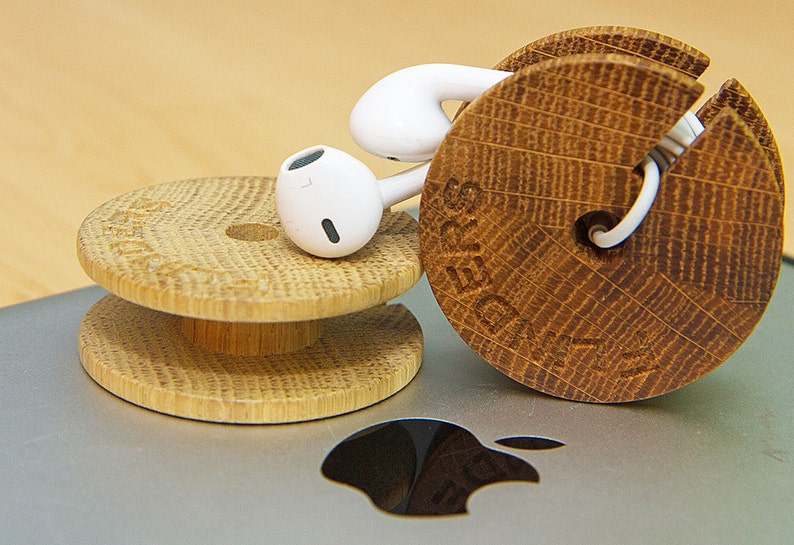 Earphone Holder Rolling Headphone Spool.Wood Cord Etsy
