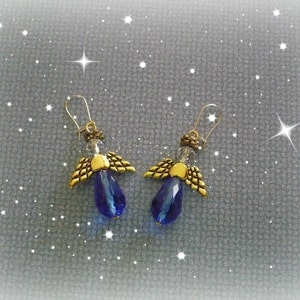 Blue angel earrings with gold filled ear wires. image 2