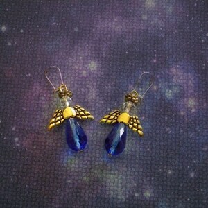 Blue angel earrings with gold filled ear wires. image 1