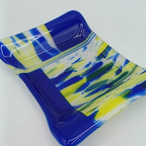 Small Blue and Yellow Mottled Spoon Rest