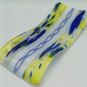 Large Mottled Blue and Yellow Spoon Rest