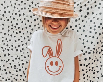Smiley Face Bunny Tee Pumpkin  from Portage and Main | Bamboo Canadian