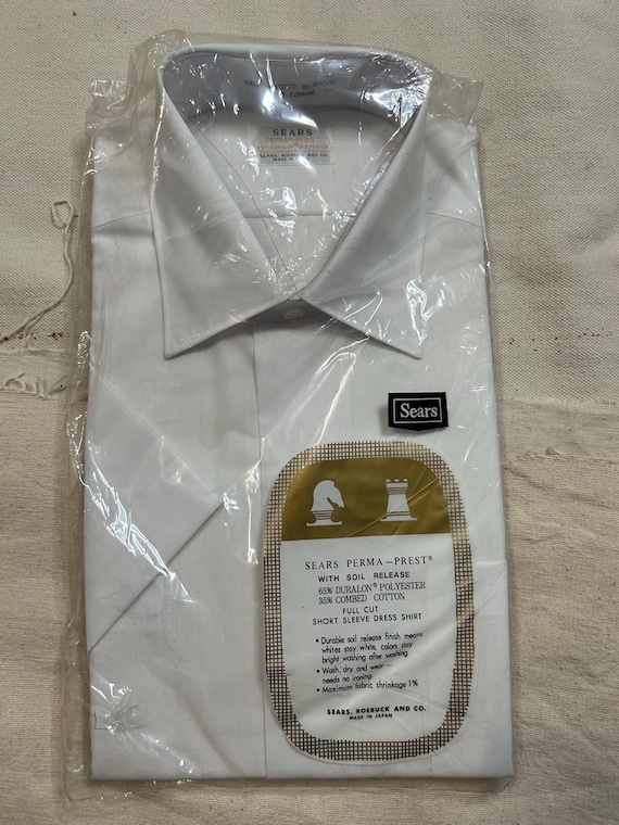 sears short sleeve dress shirts 80s Sears Short Sleeve Button Up Shirt