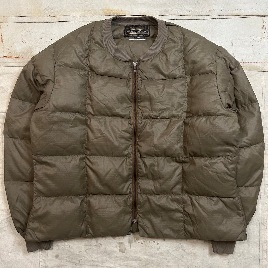 Eddie Bauer Goose Down Jacket, Men's XL Nylon Khaki type Vintage Second Hand