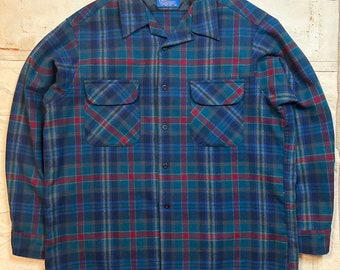 Vintage 1990s Pendleton Wool Loop Collar Board Shirt Mens Size XL