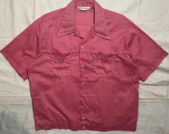 Vintage 1960s Penneys Towncraft Loop Collar Shirt Mens Size Medium