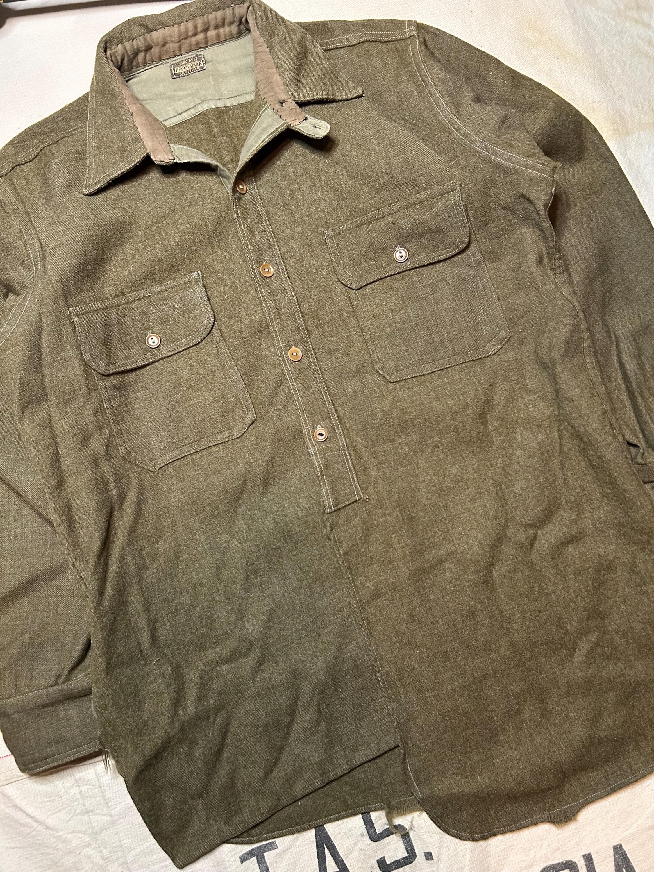 Vintage 1930s US Military Chinstrip Shirt Mens Size M / L