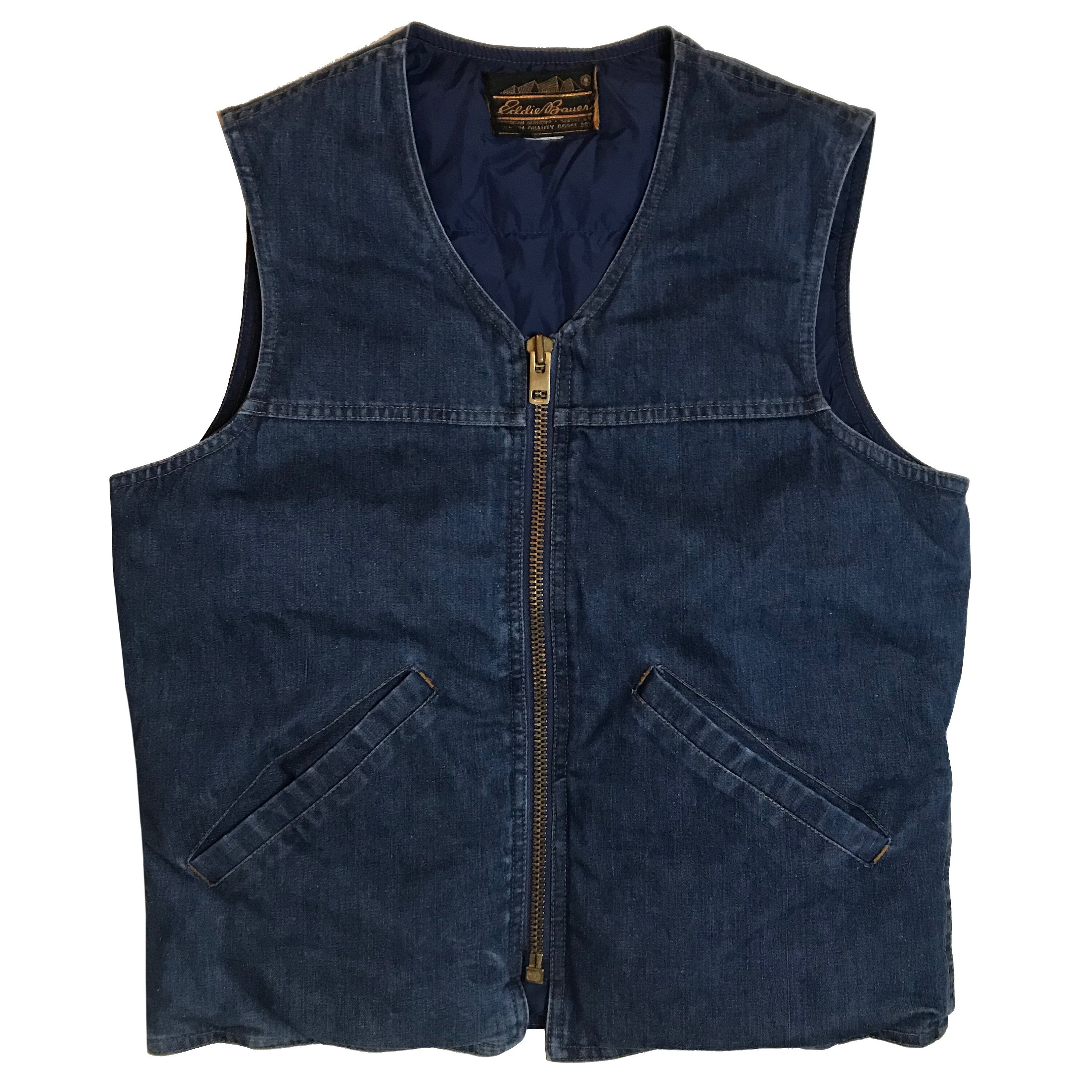 Vintage 1970s Eddie Bauer Down and Denim Vest Mens Size S/M - Etsy