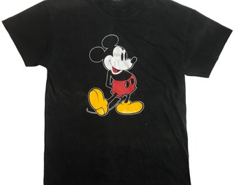 Camiseta de Mickey Mouse de Disney de los años 80 para hombre, talla pequeña, color negro
