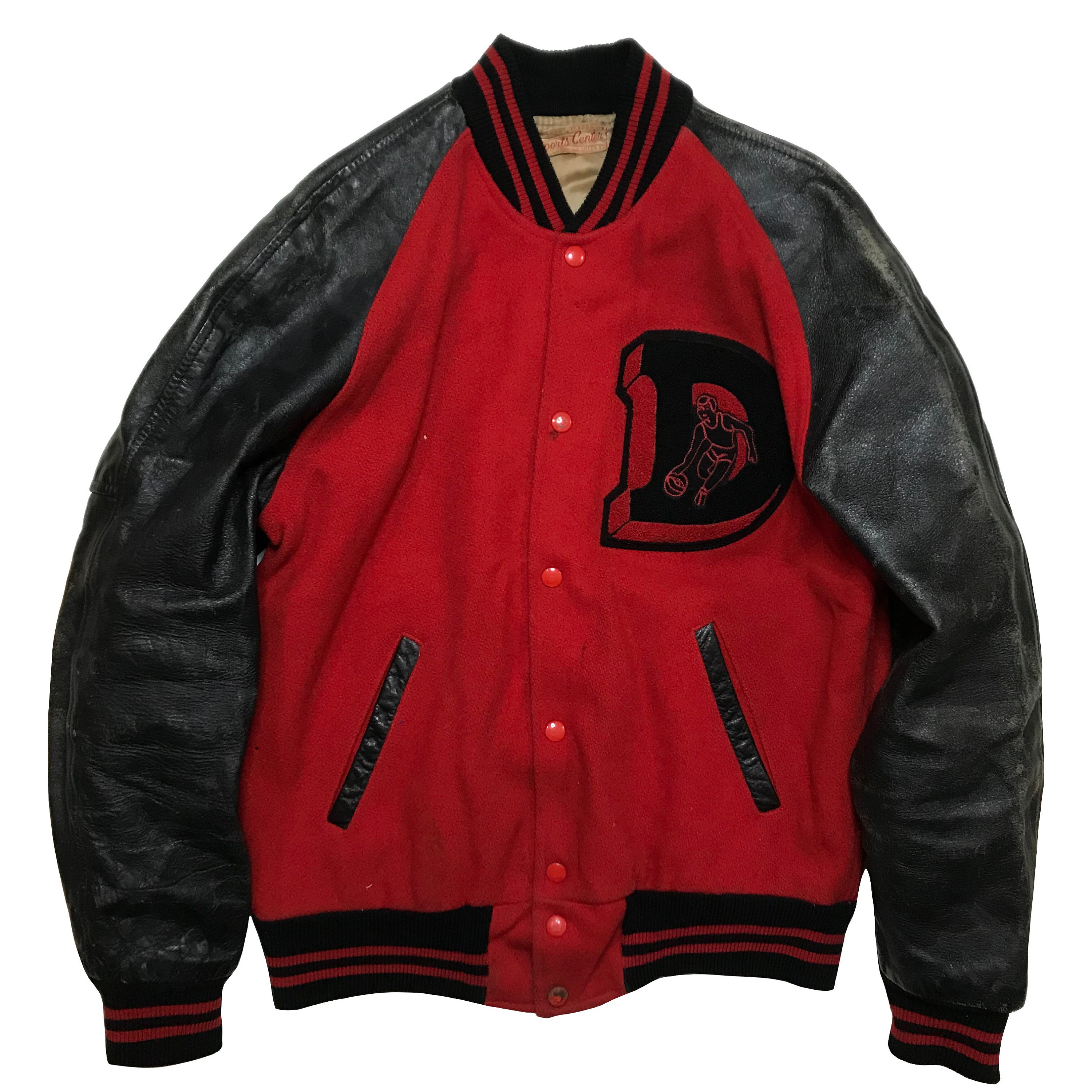 Black Red Oversize Varsity Jacket Vintage Men R Letter Embroidery