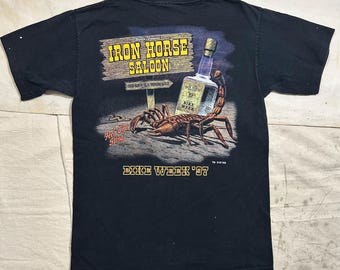 Vintage 1990s Iron Horse Saloon Skull Biker Tee Mens Size M/L Long
