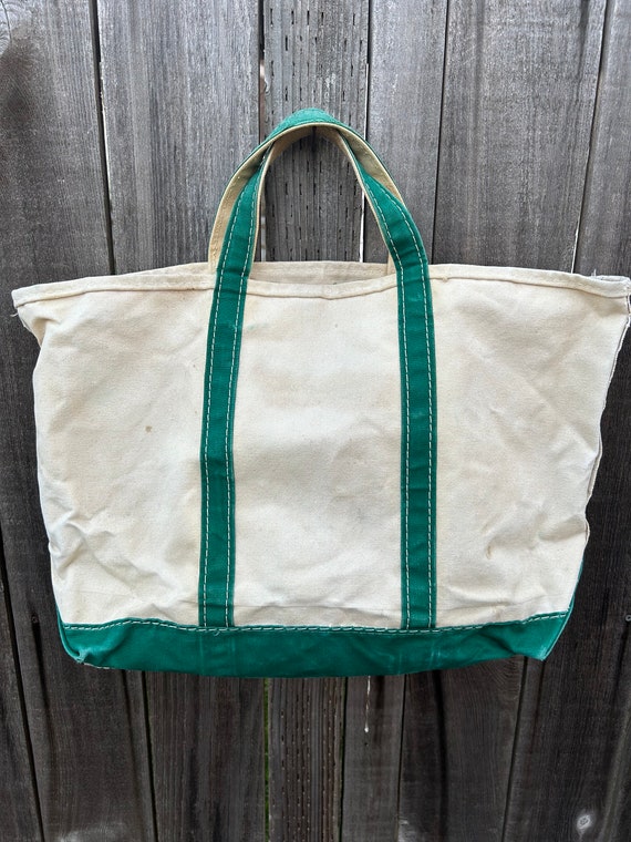Vintage 1980s LLBean Boat And Tote Green Distress… - image 3