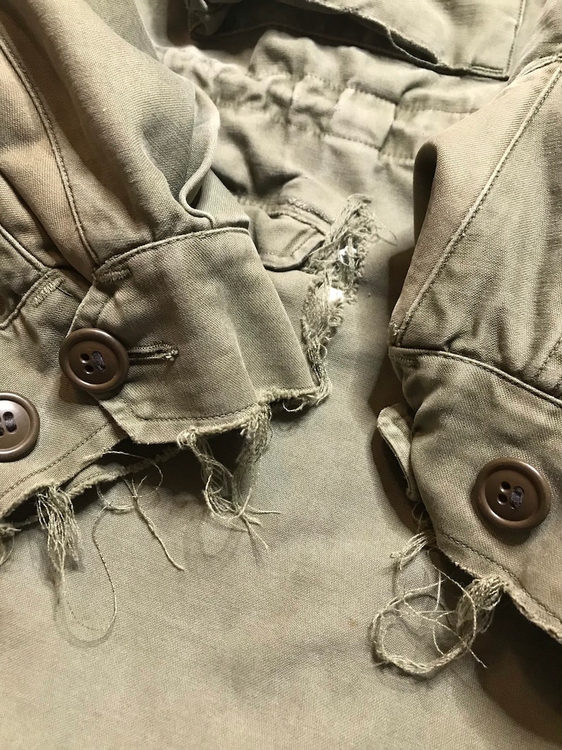 Vintage 1940s US Military M-43 Field Jacket Mens Size Large WW2 Distressed