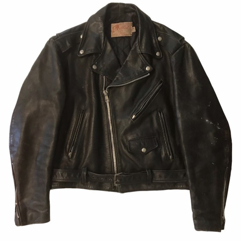 Vintage 1980s Excelled Leather Biker Jacket Mens Size Large 44 Motorcycle