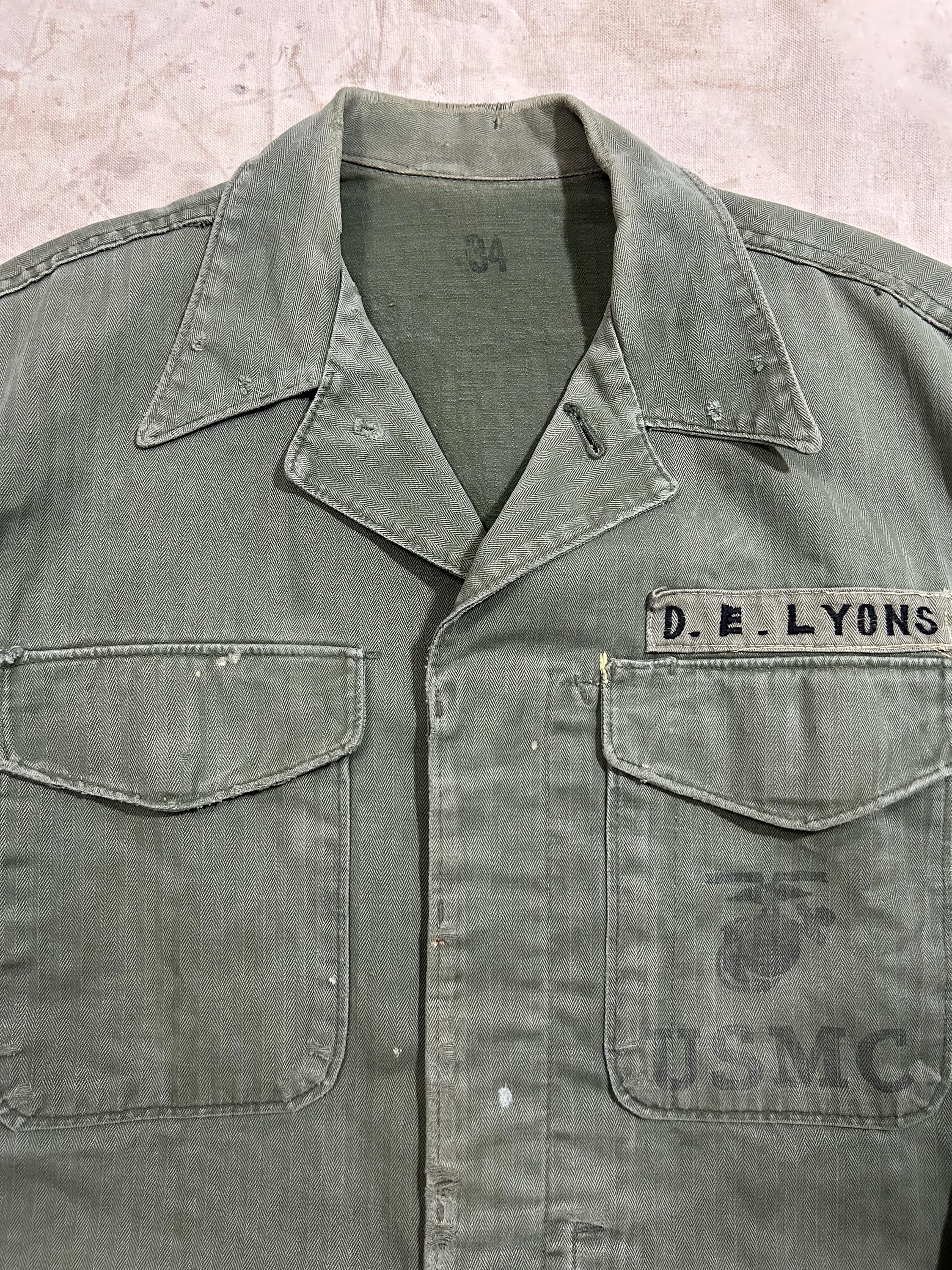 Vintage 1950s USMC HBT P-53 Utility Shirt Mens Size Small
