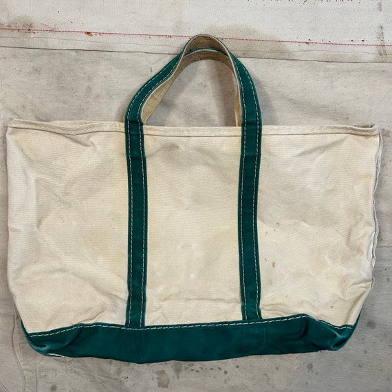 Vintage 1980s LLBean Boat And Tote Green Distress… - image 1