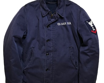 Vintage 60s 70s USN N4 Utility Deck Jacket Blue US Navy