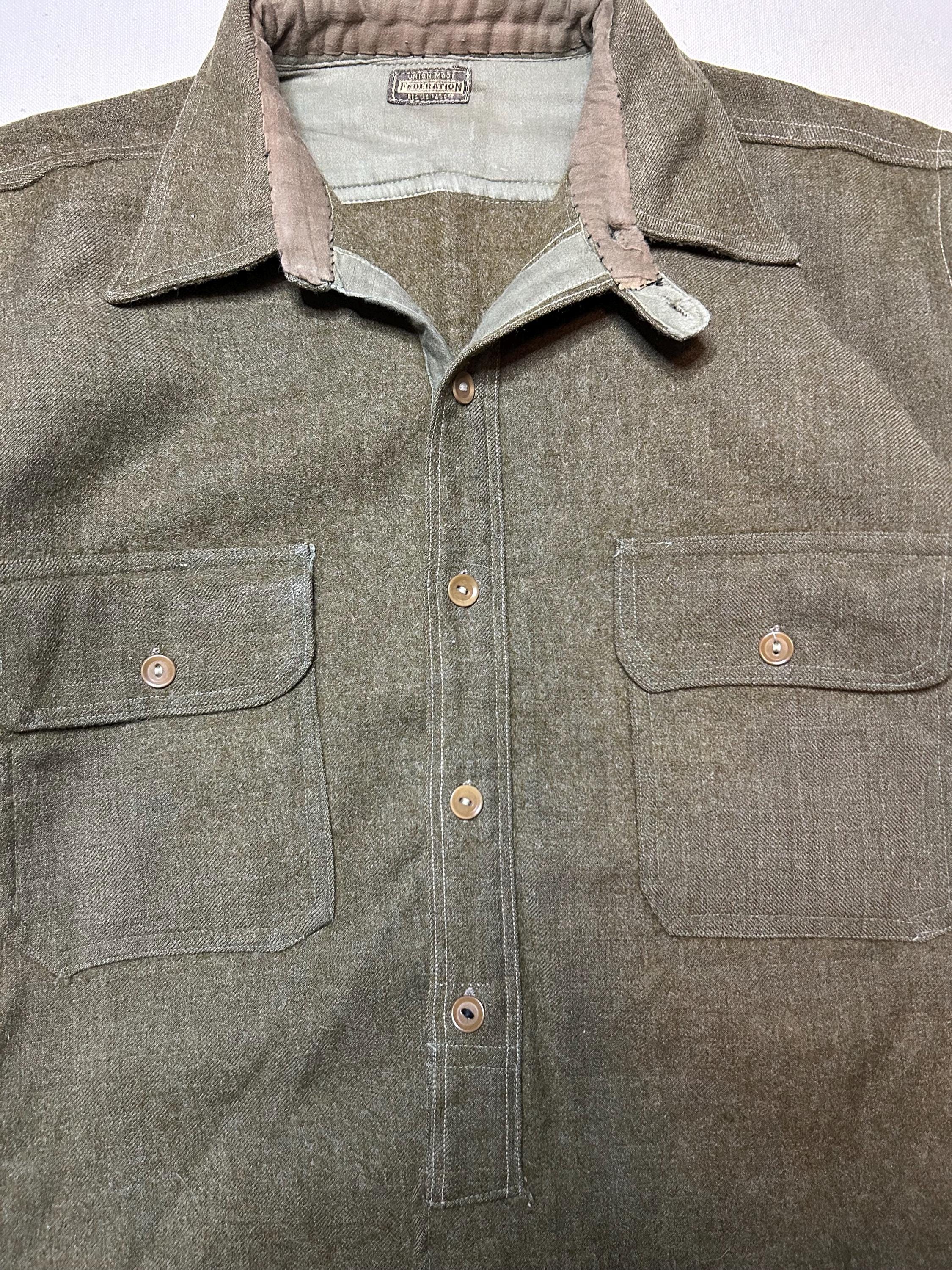 Vintage 1930s US Military Chinstrip Shirt Mens Size M / L