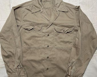 40s 50s Vintage Military M-47 Hbt Utility Shirt 13 Star Button