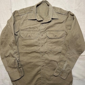Vintage US Army Cotton Khaki Shirt Mens Size S/M Worn In