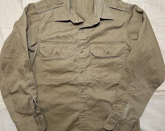 Vintage US Army Cotton Khaki Shirt Mens Size S/M Worn In
