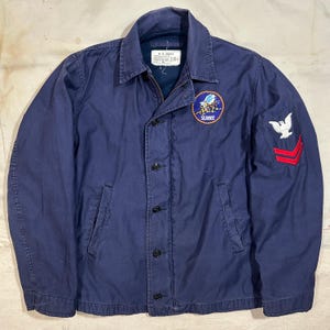 Vintage 1960er-70er Jahre USN Patched Jacke Jacke Größe 36 S/M Deck Jacket