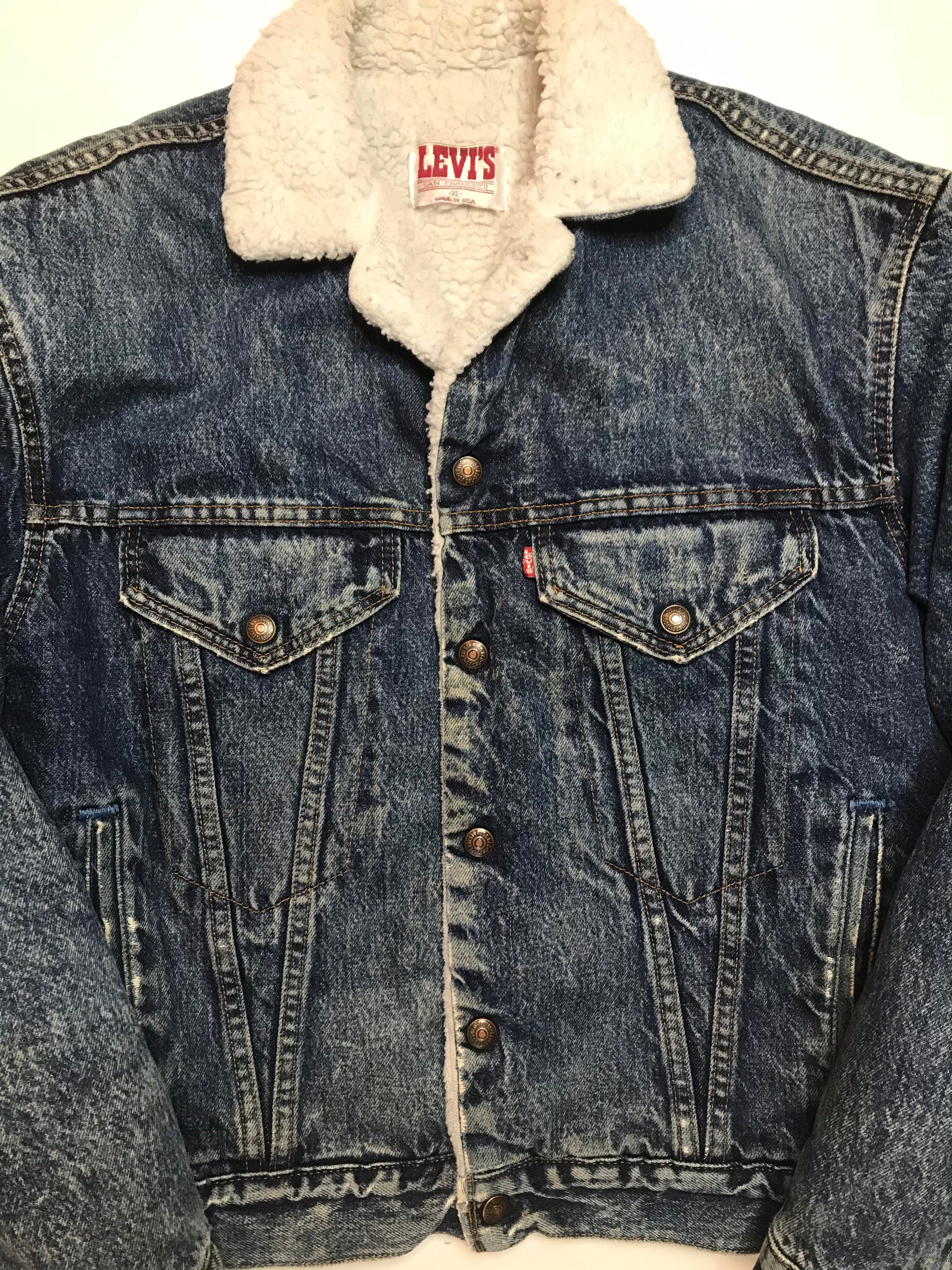 Vintage Distressed 1980s Womens Levis Sherpa Lined Denim Jacket