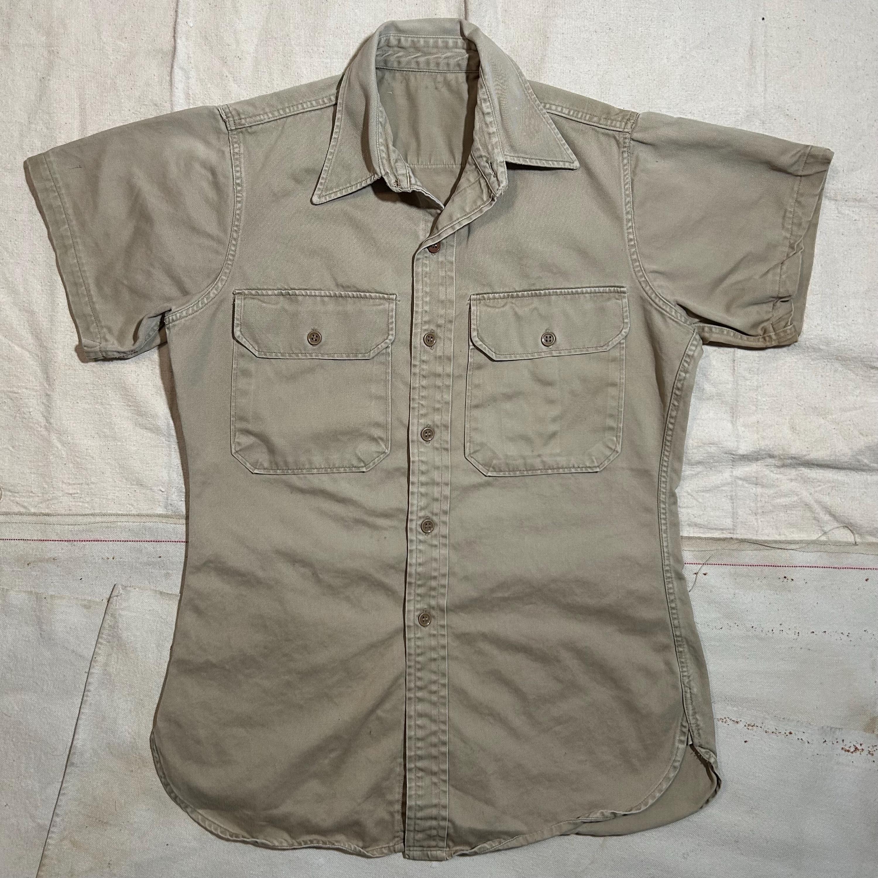 ヴィンテージ 1950 年代 - 60 年代 米軍 カーキ コットン シャツ 