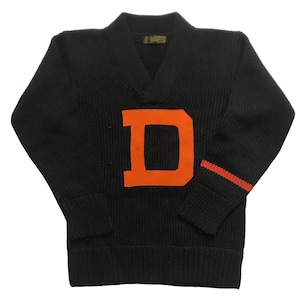Vintage 1930s Lowe e Campbell lã Letterman suéter masculino tamanho S/M