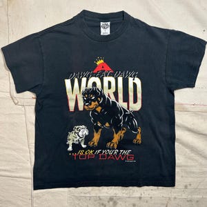 トップス 90s henryneck long t-shirt dog fullprint VINTAGE Dawg Pound Shirt Kids Large Single Stitch 90s