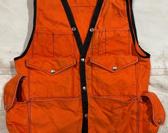 Chaleco utilitario vintage Forestry Cruiser para hombre, talla pequeña, color naranja