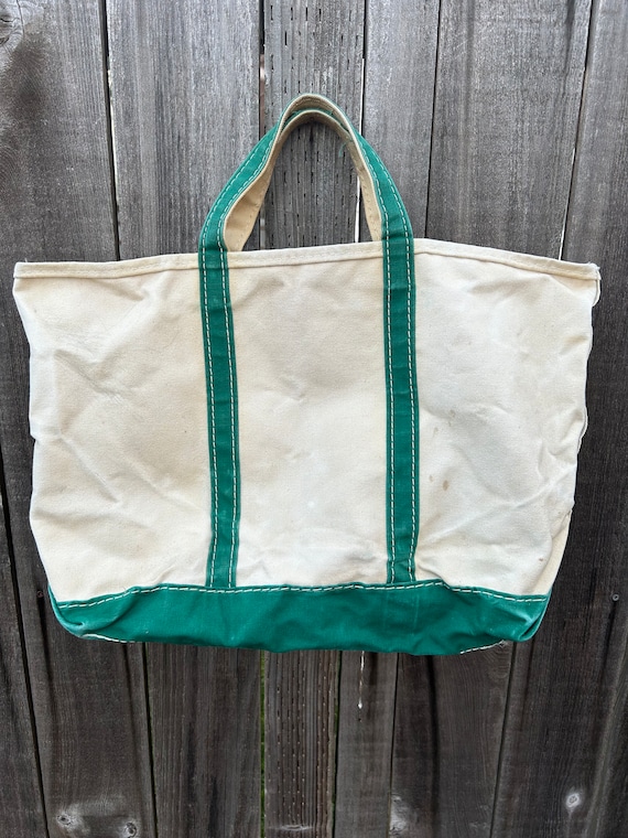 Vintage 1980s LLBean Boat And Tote Green Distress… - image 2