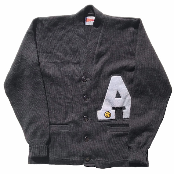 Vintage 1960s Dehen Black Letterman Sweater Mens S