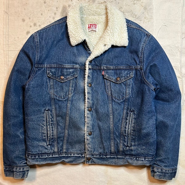 Vintage 1980s Levis Sherpa Lined Denim Jacket Mens Size L/XL