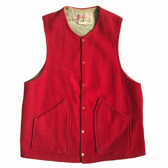 Vintage 1950s Soo Wool Vest Mens Size S/M Hunting… - image 1