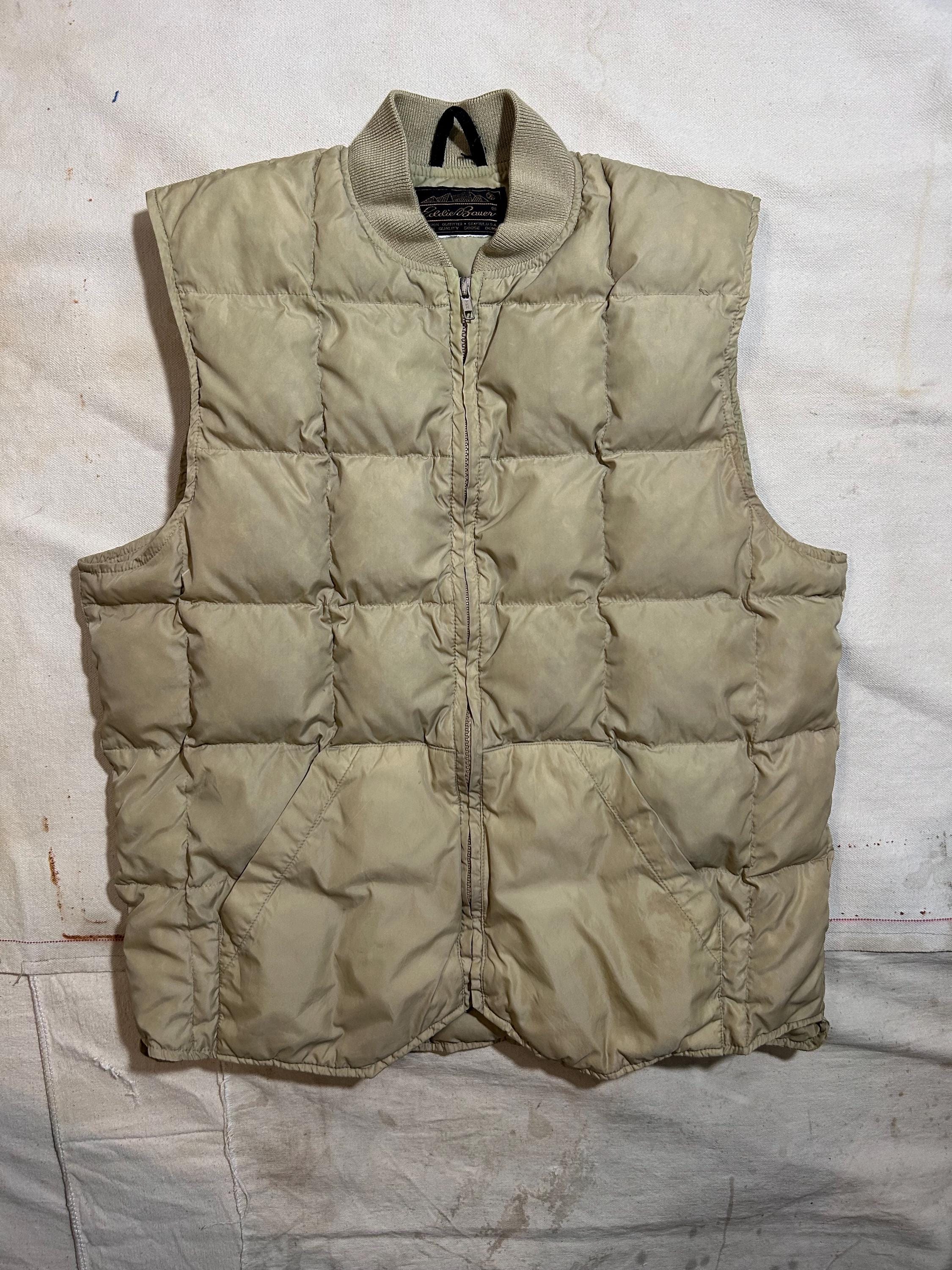 Vintage 1990s Eddie Bauer Goose Down Vest Mens Size Medium Beige
