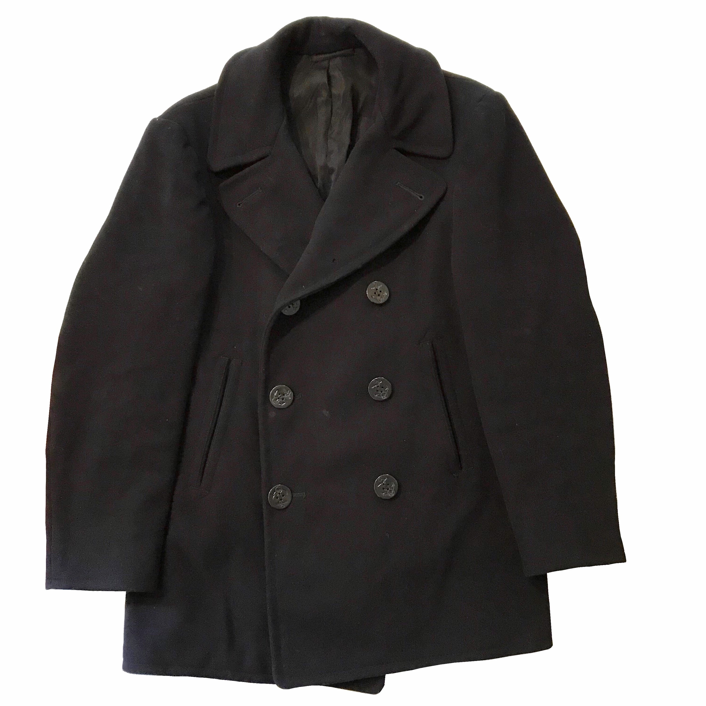 Vintage 1940s-50s USN Wool Peacoat Mens Size S/M Military Jacket