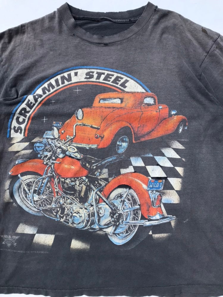 Vintage 1990s Distressed Hot Rod Biker Tee Mens Size Large | Etsy