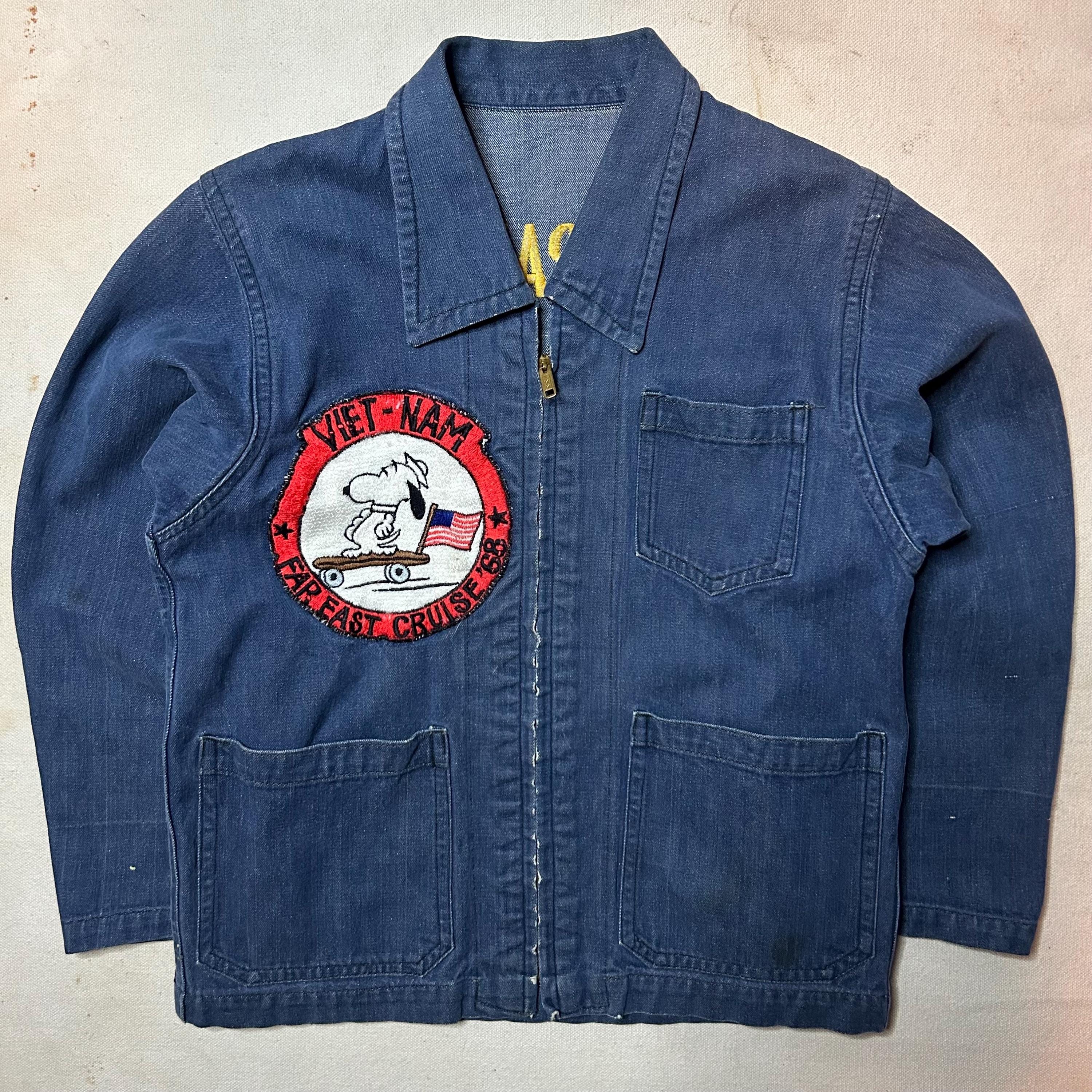 Rare Vintage 1960s Vietnam War Denim Souvenir Jacket Youth Rare Vintage 1960s Vietnam War Denim Souvenir Jacket Youth